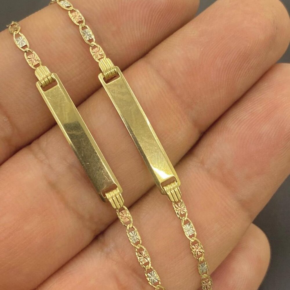 Baby ID Bracelet 5.5" 10K Real Gold Jewelry Customer Kids Children Pulsera Oro